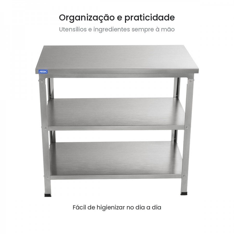 Mesa de Inox Paneleiro Duplo 60 x 80 Aisa